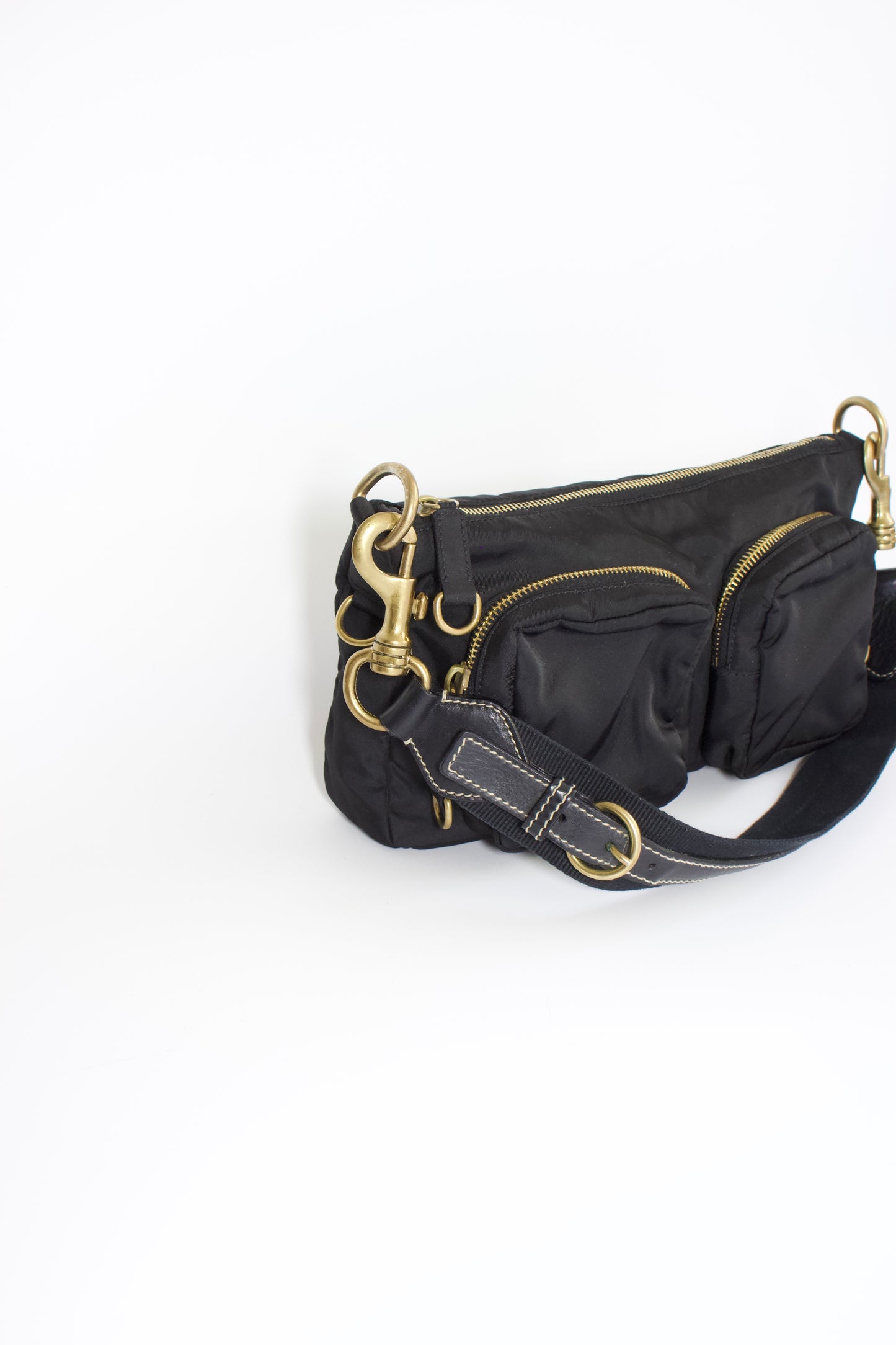 Miu Miu black nylon pocket shoulder bag