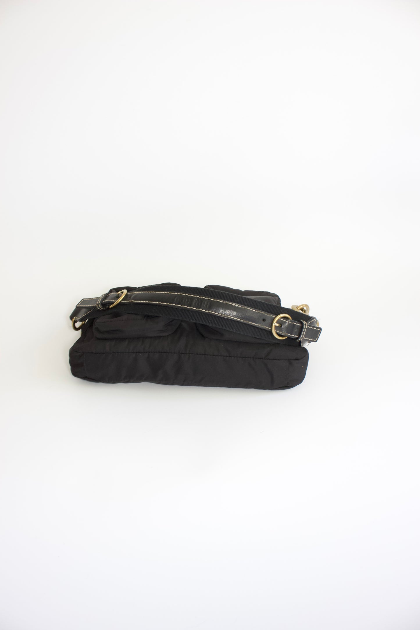 Miu Miu black nylon pocket shoulder bag