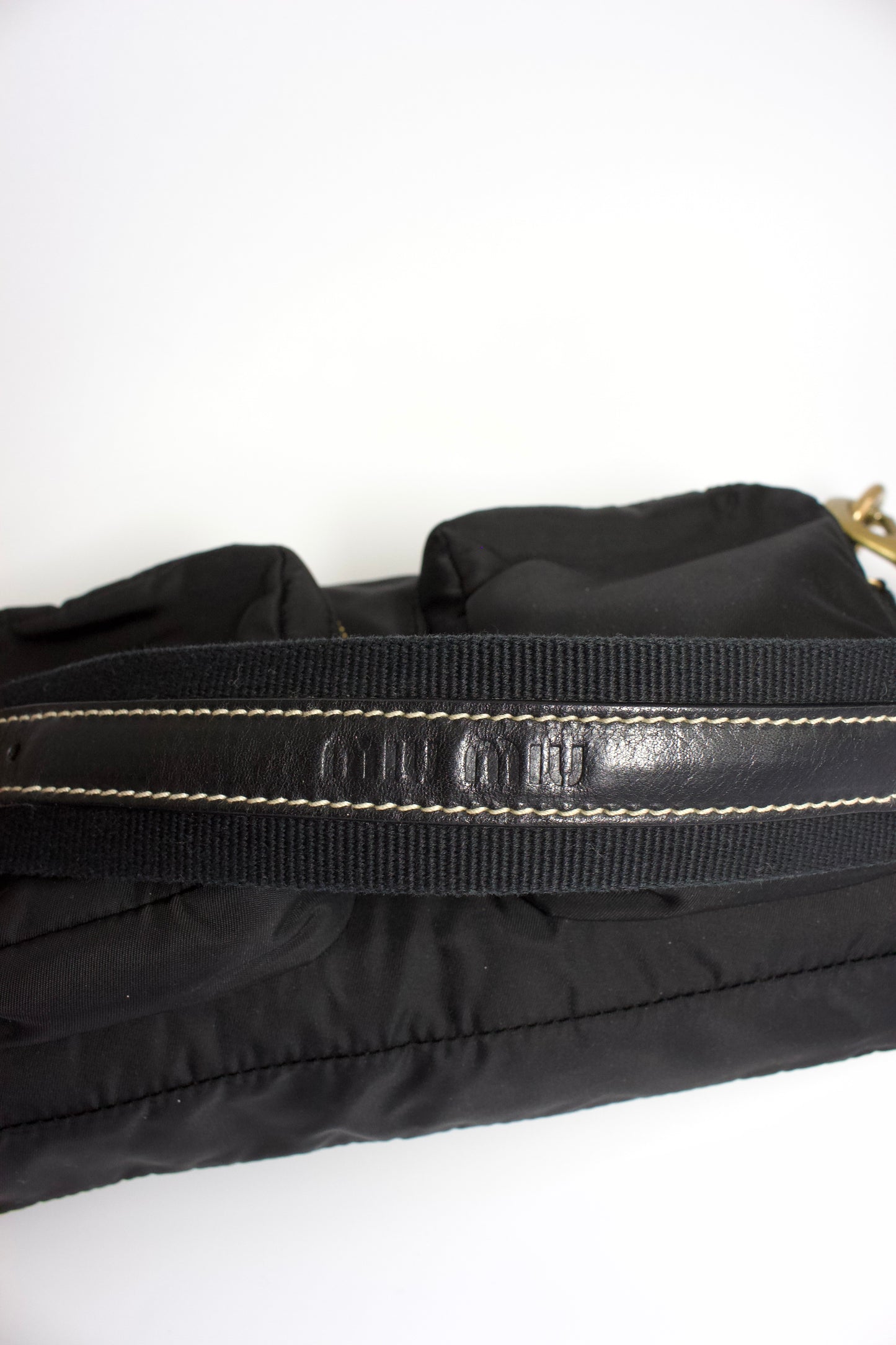 Miu Miu black nylon pocket shoulder bag