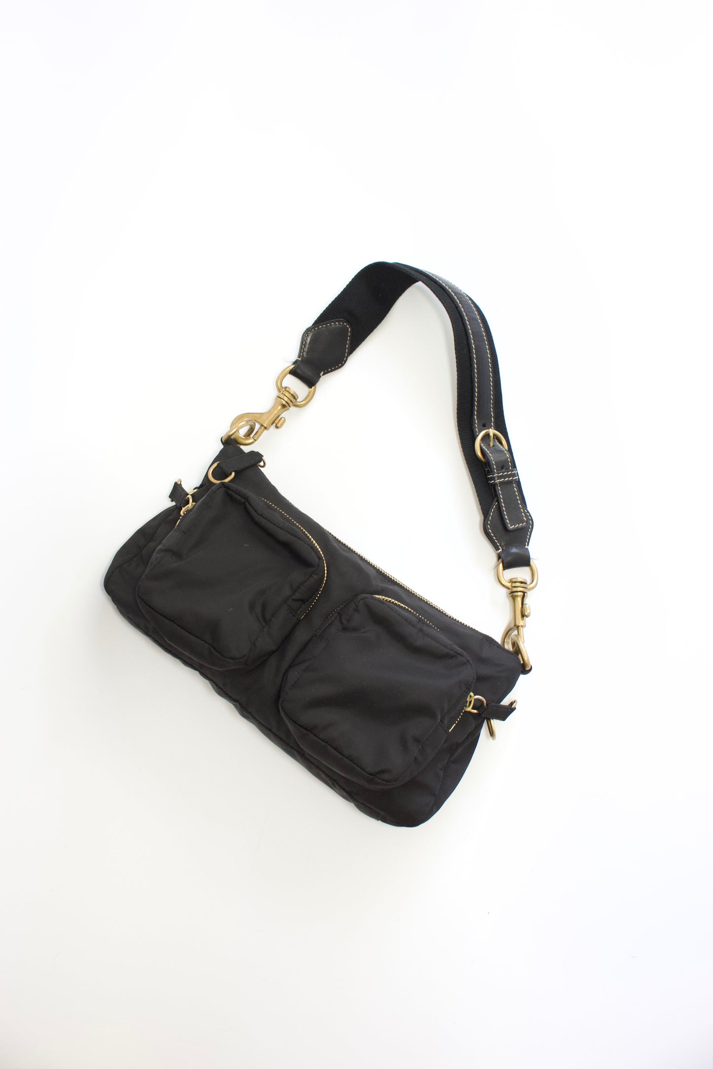 Miu Miu black nylon pocket shoulder bag