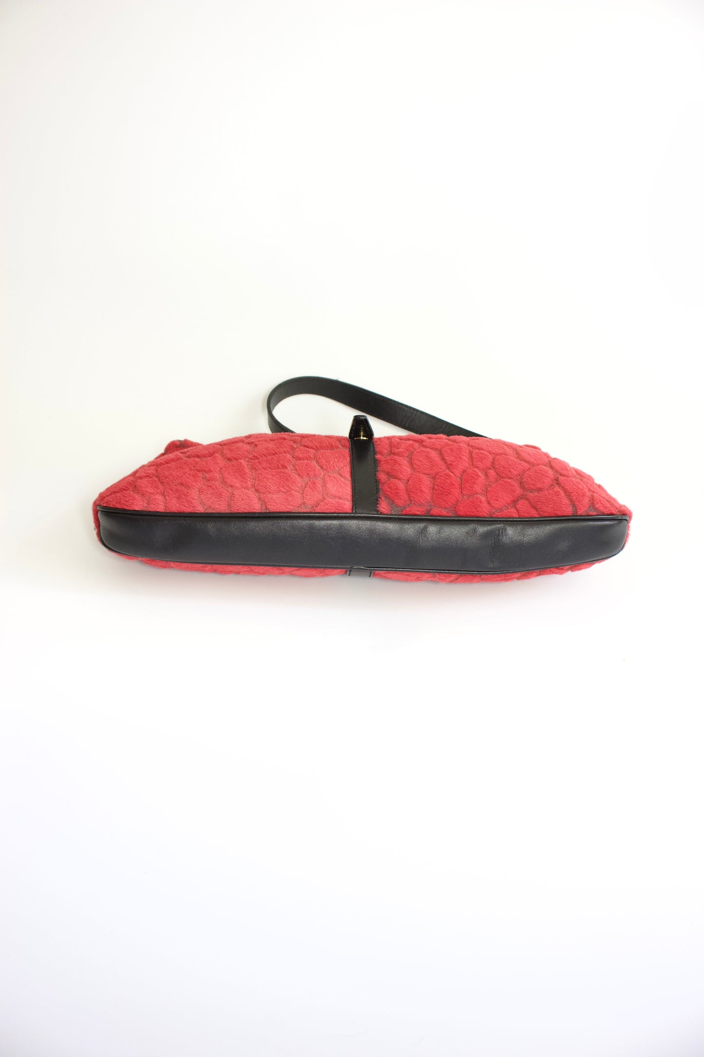 Roberto Cavalli red fur baguette