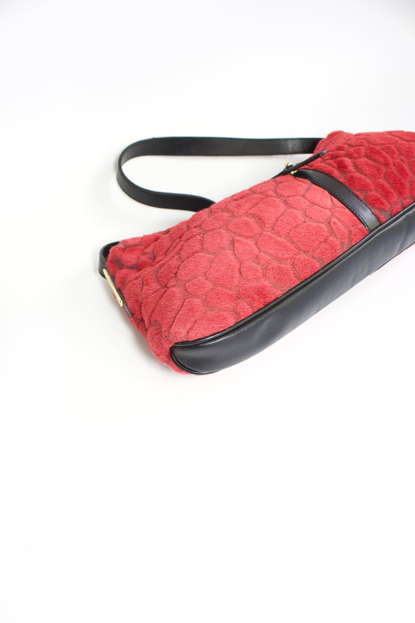 Roberto Cavalli red fur baguette