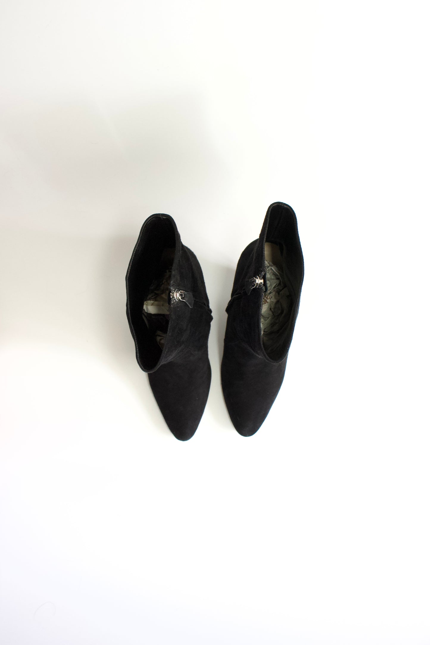 Prada black suede wedge heels