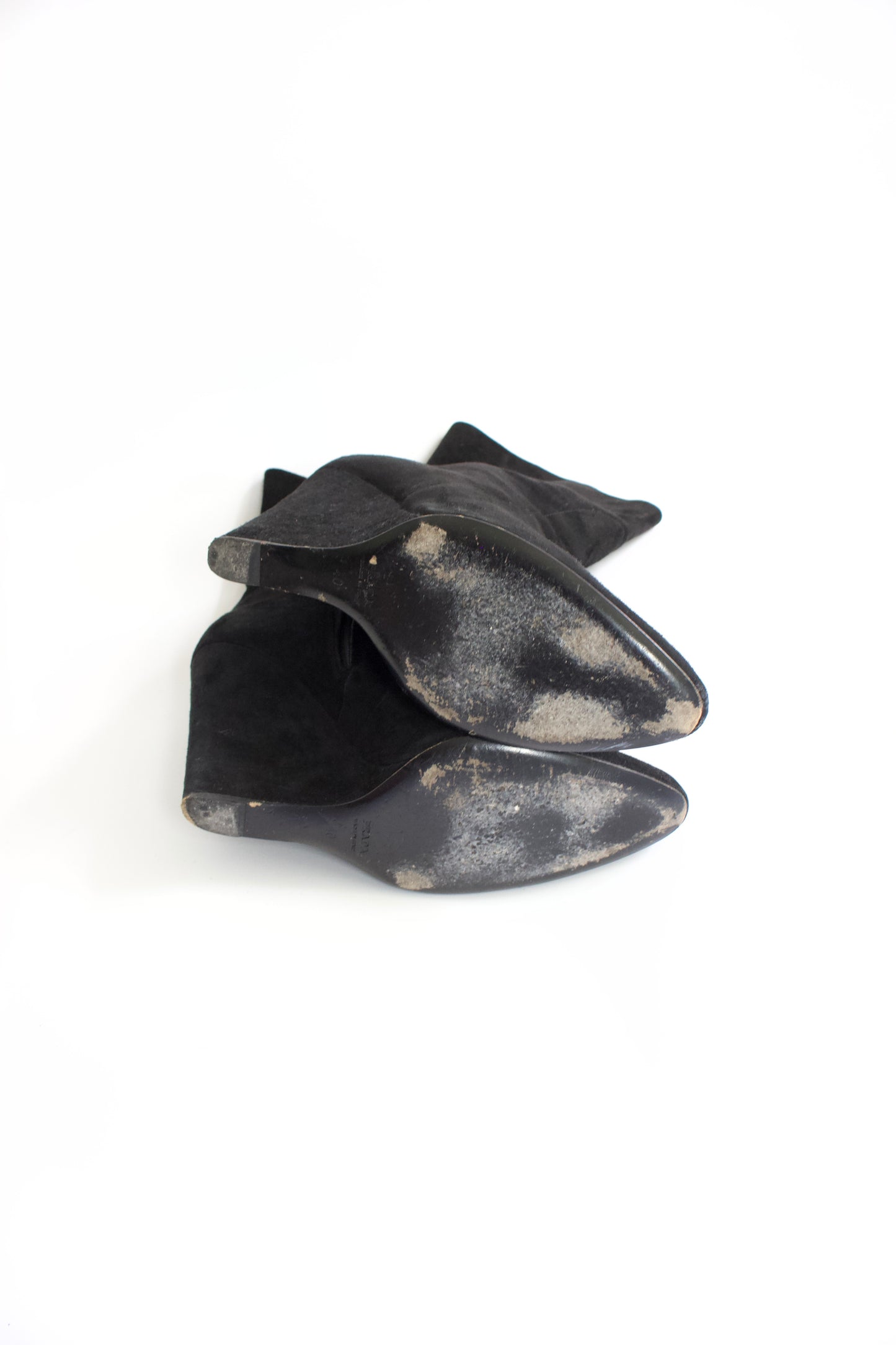 Prada black suede wedge heels