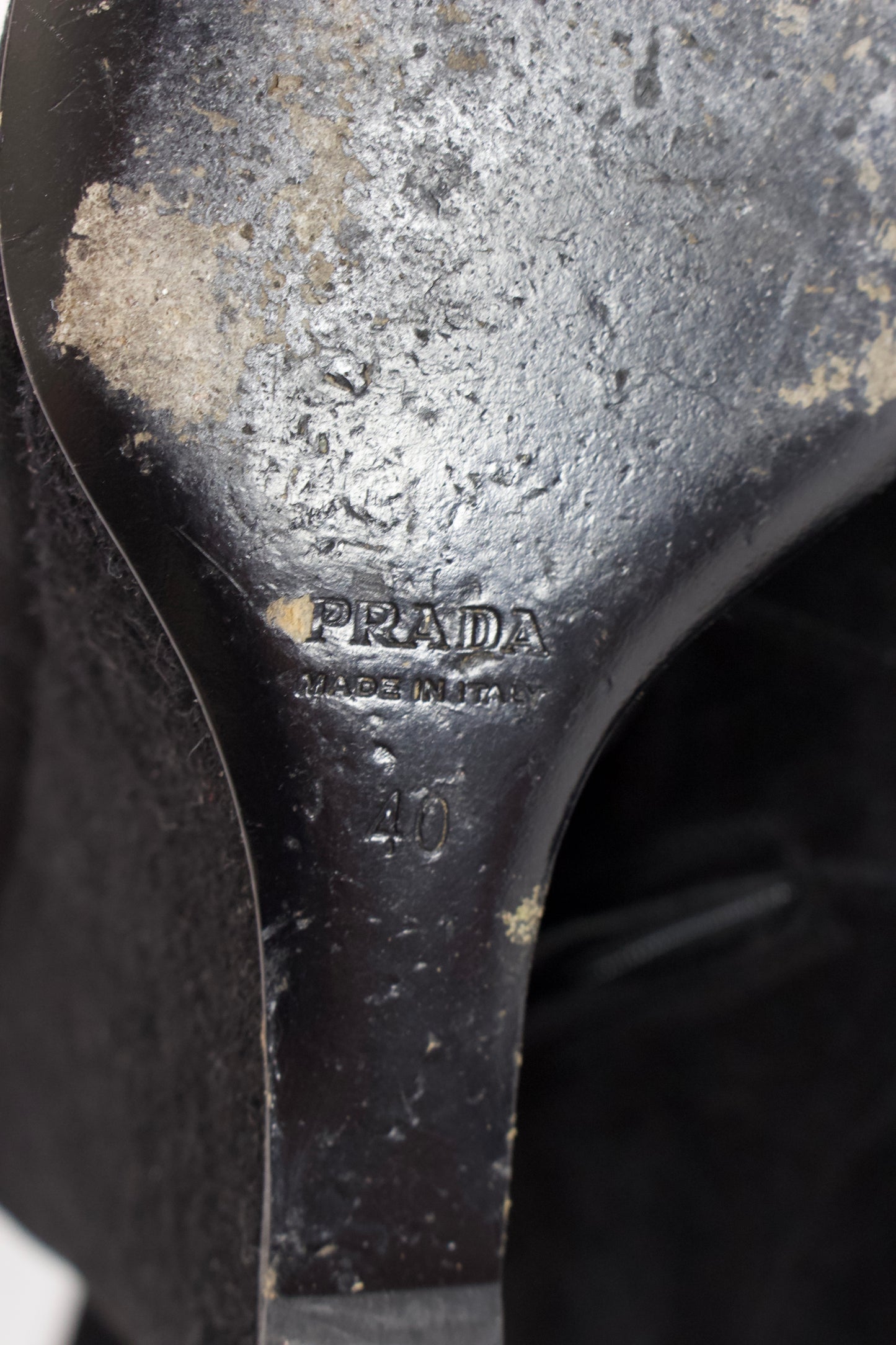 Prada black suede wedge heels