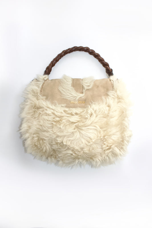 Miu Miu FW 2011 white sheepskin Coffer bag