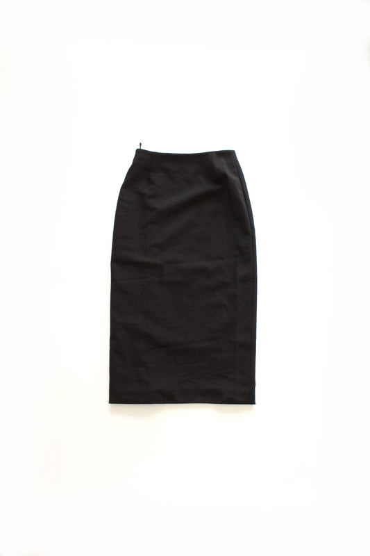 Prada black wool pencil skirt with zippable slit