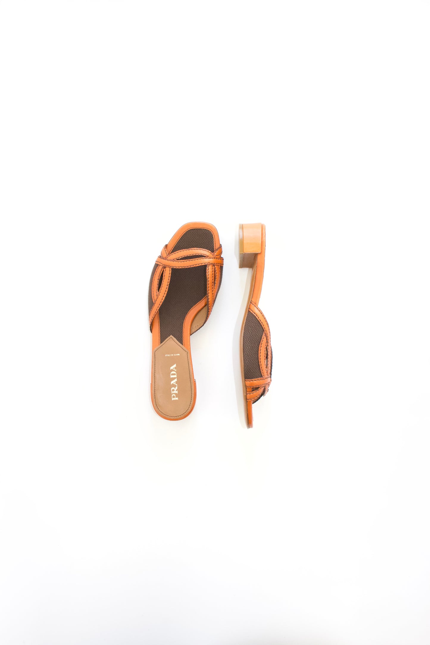 Prada 2000s brown and orange slippers
