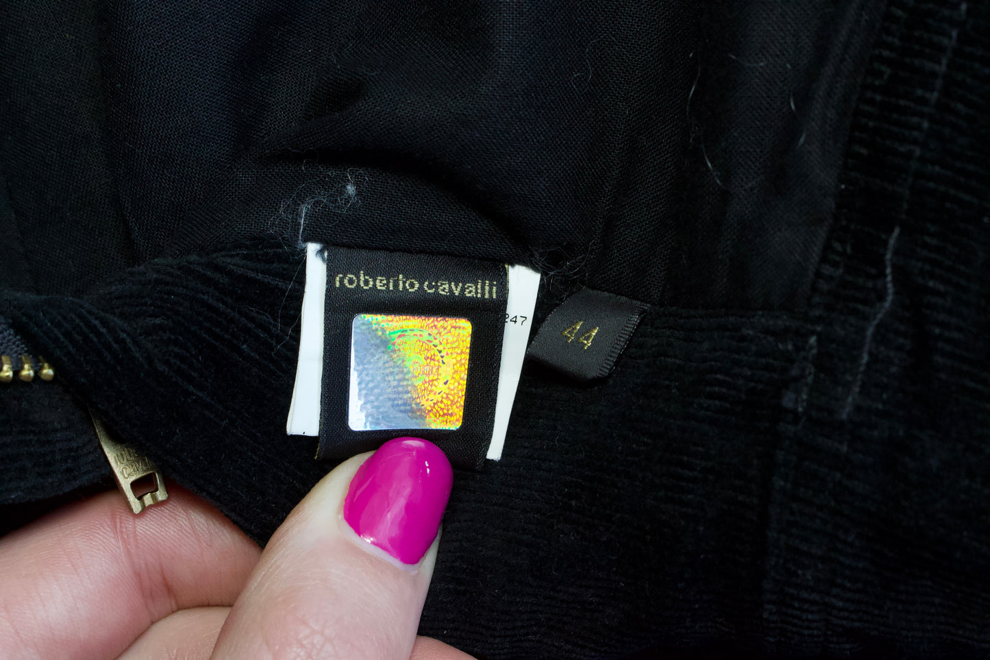 Roberto Cavalli SS 2003 black corduroy & leather capri