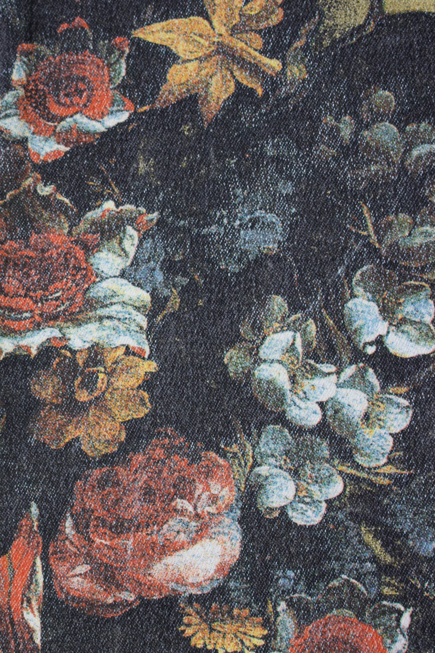 Roberto Cavalli FW 1994 black floral 'Renaissance' jeans