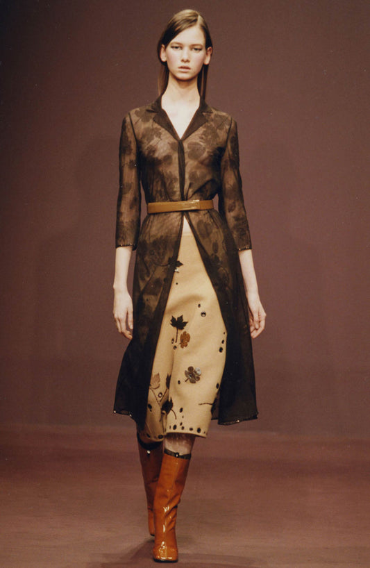 Prada FW 1999 orange leaf heeled mules