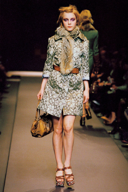 Miu Miu FW 2004 silver brocade skirt