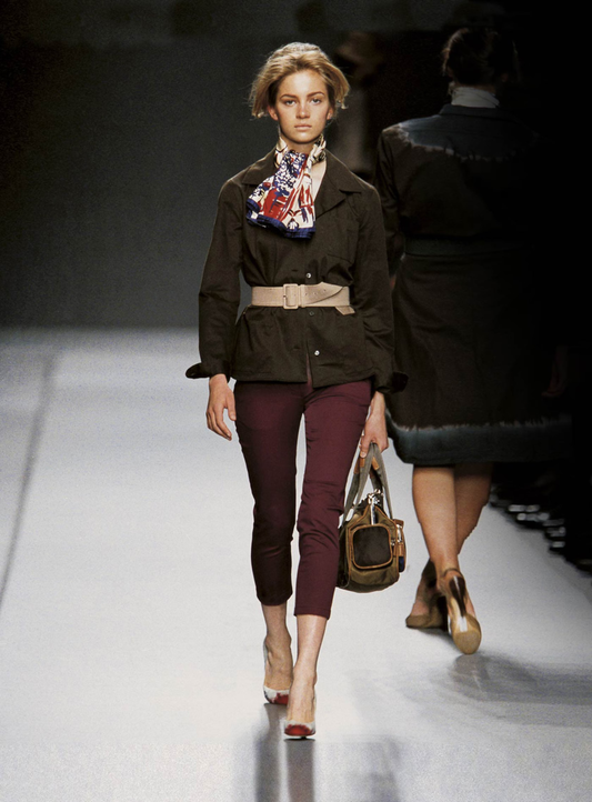 Prada SS 2004 leather and nylon shoulder bag