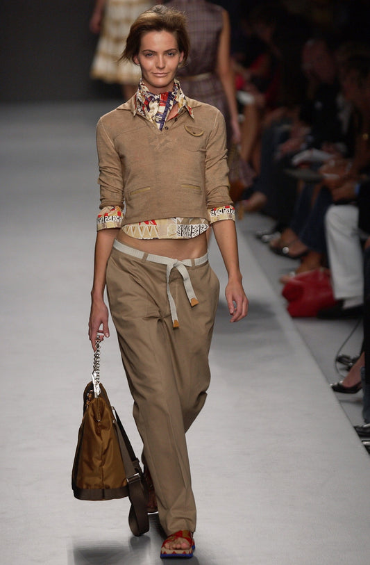 Prada SS 2004 cream flared trousers