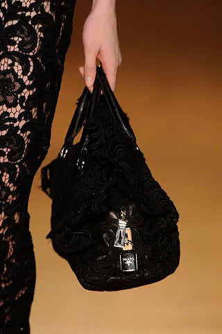 Prada FW 2008 black Lace Pizzo S Bowler handbag