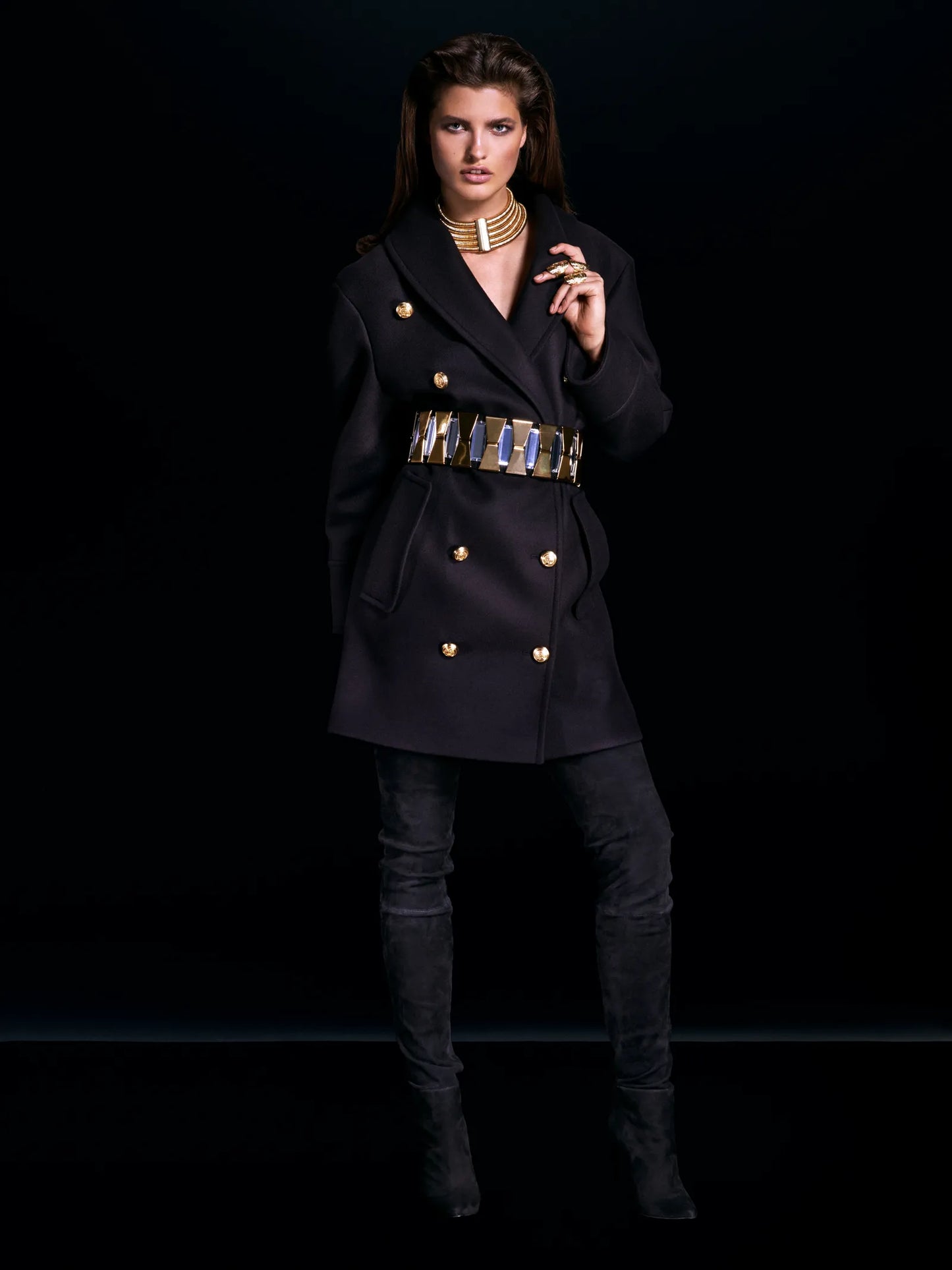Balmain x H&M black wool coat