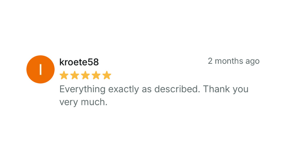 Five-star review with a neutral background