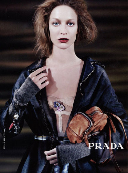 Prada FW 2004 black nylon & python pocket handbag