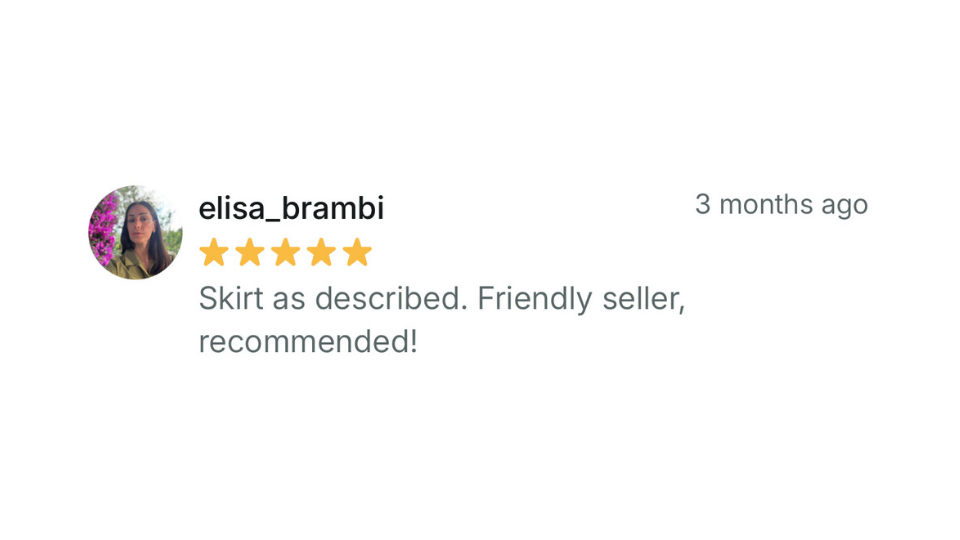 Five-star review from elisa_brambi on a white background