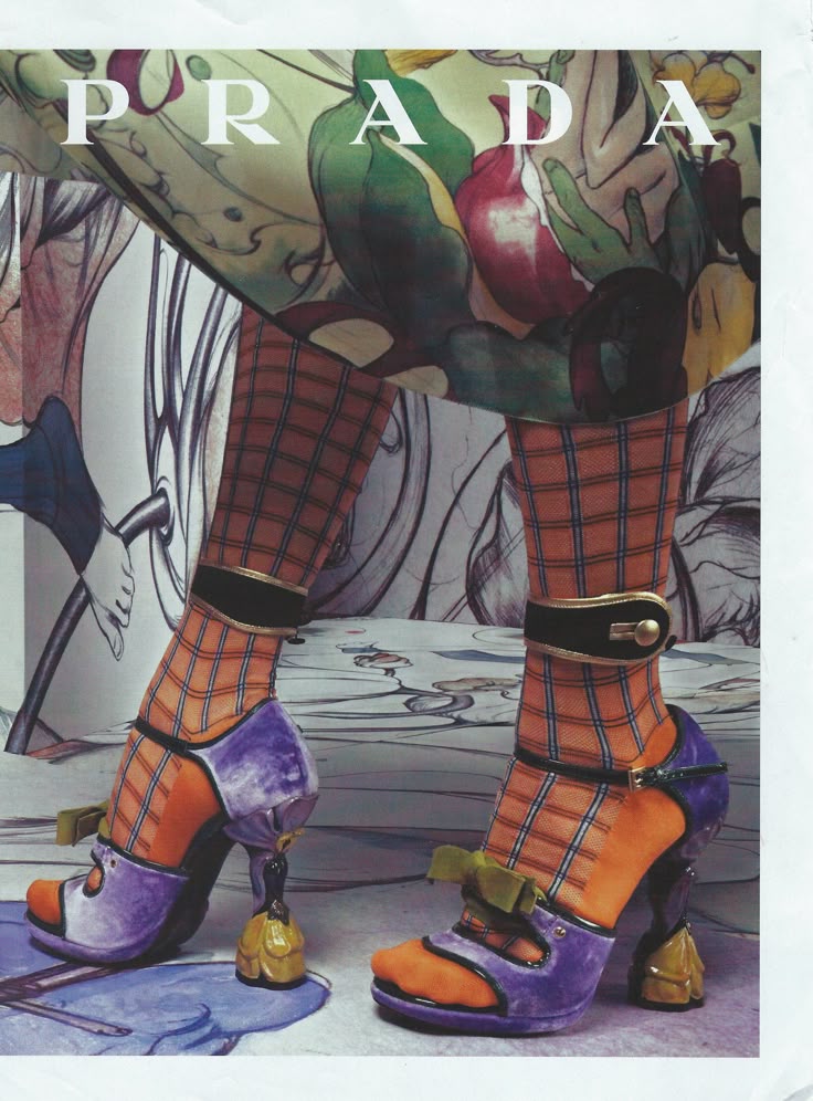 Prada SS 2008 black & pink suede ‘Fairy' floral heels