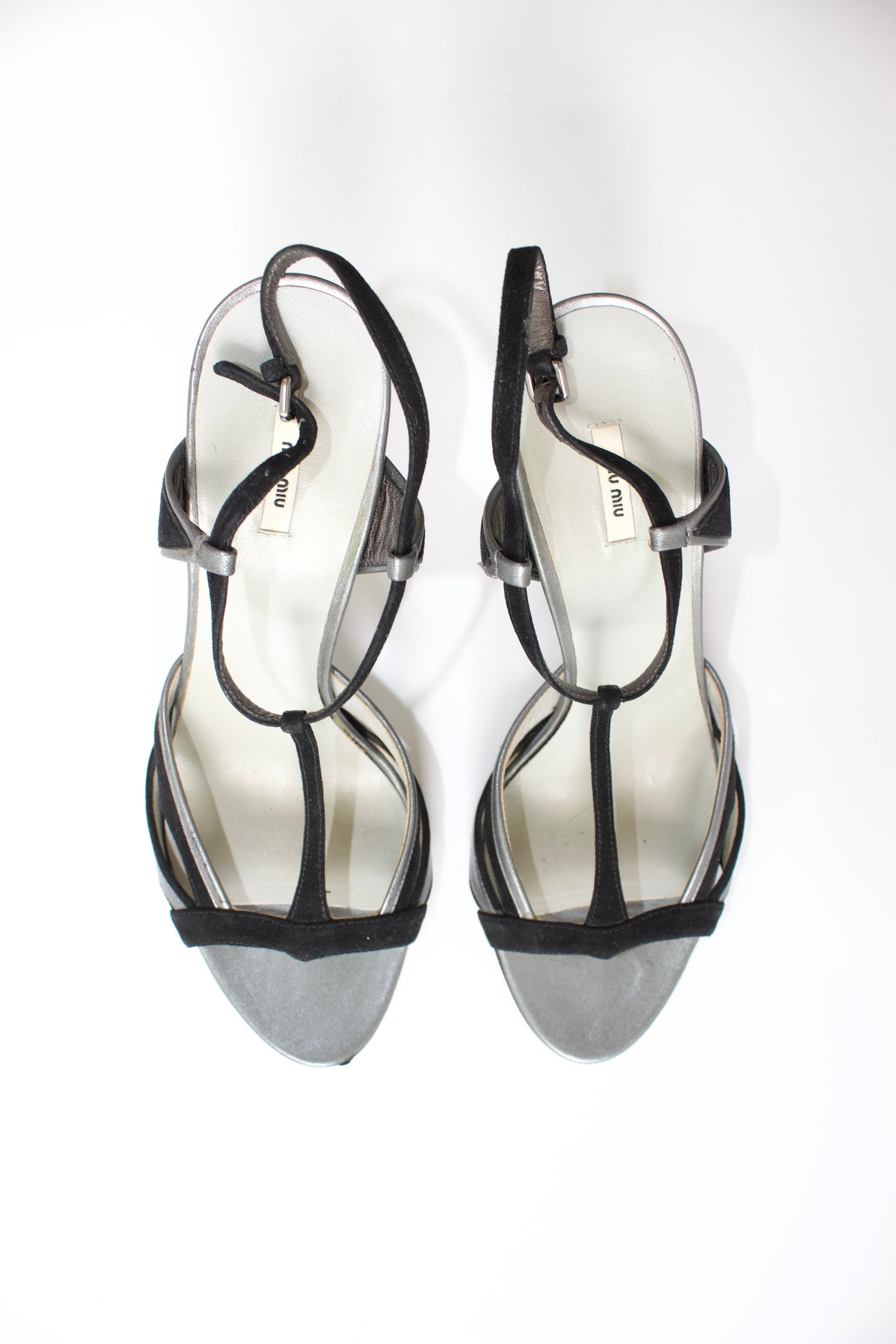 Miu Miu SS 2008 black open-toe heels with decorated heel