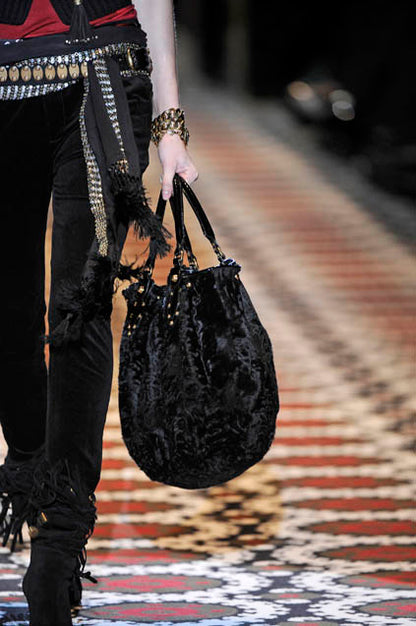 Gucci black GG canvas studded Pelham bag