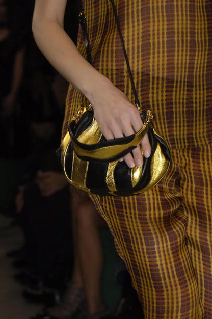 Prada SS 2008 black & gold leather crossbody bag