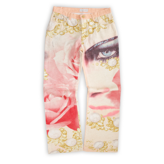Roberto Cavalli SS2001 Elizabeth Taylor printed jeans