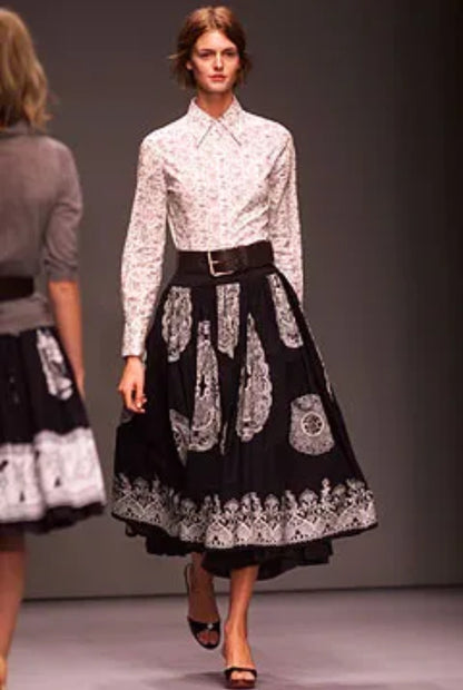 Miu Miu SS2002 black and white printed mini-skirt