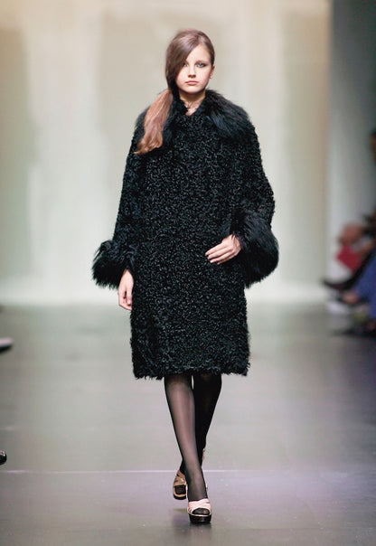 Miu Miu FW 2005 black goat fur jacket