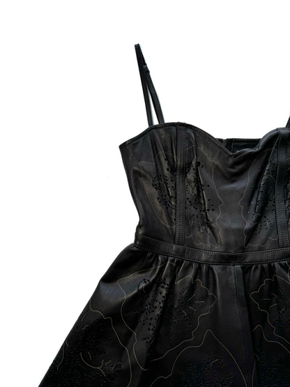 Roberto Cavalli black leather mini-dress