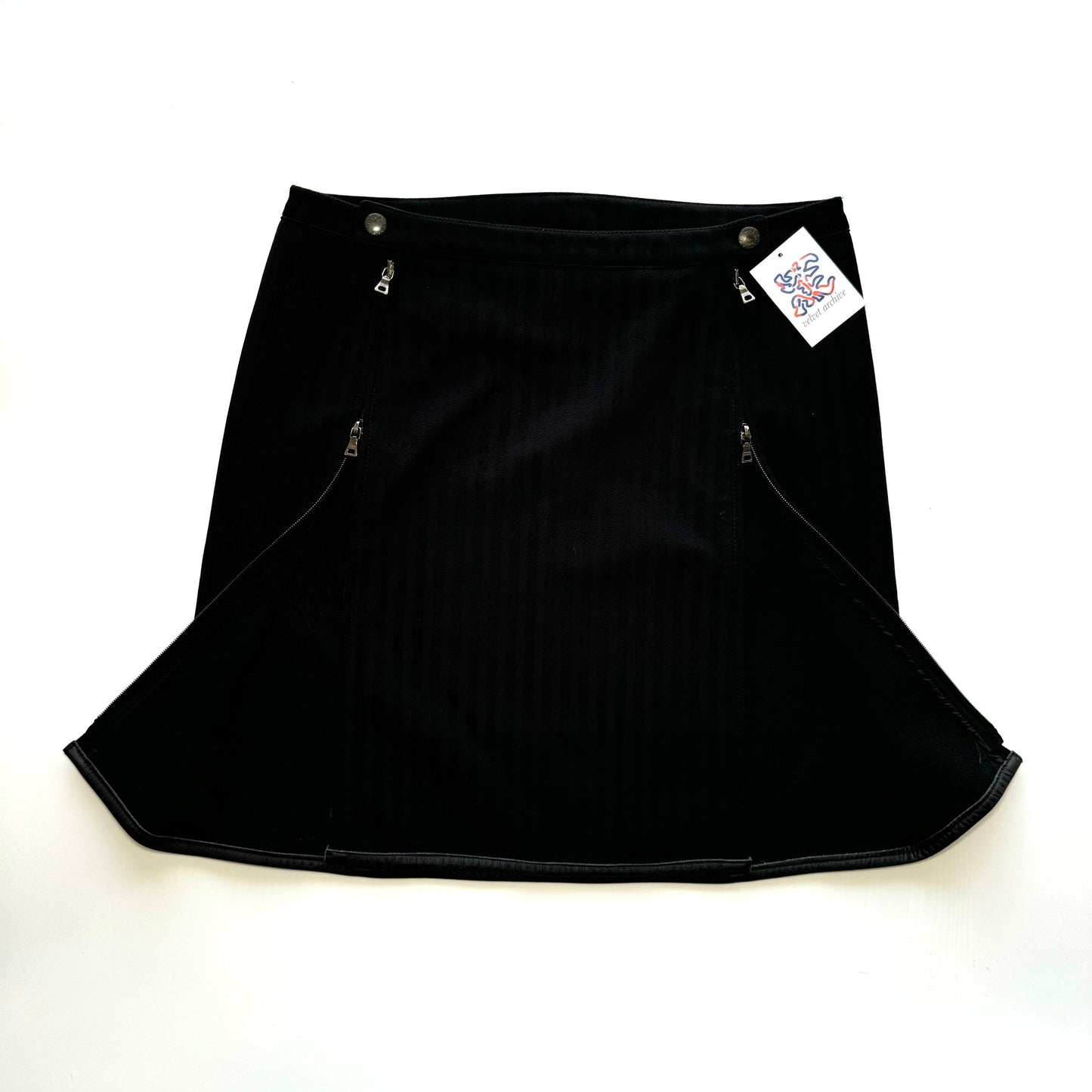 Prada 2000s black mini-skirt with double zipper