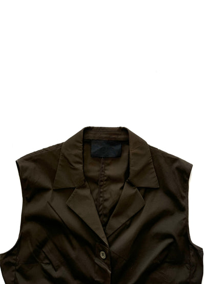 Prada 90s brown sleeveless shirt