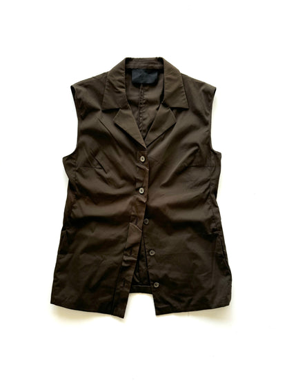 Prada 90s brown sleeveless shirt