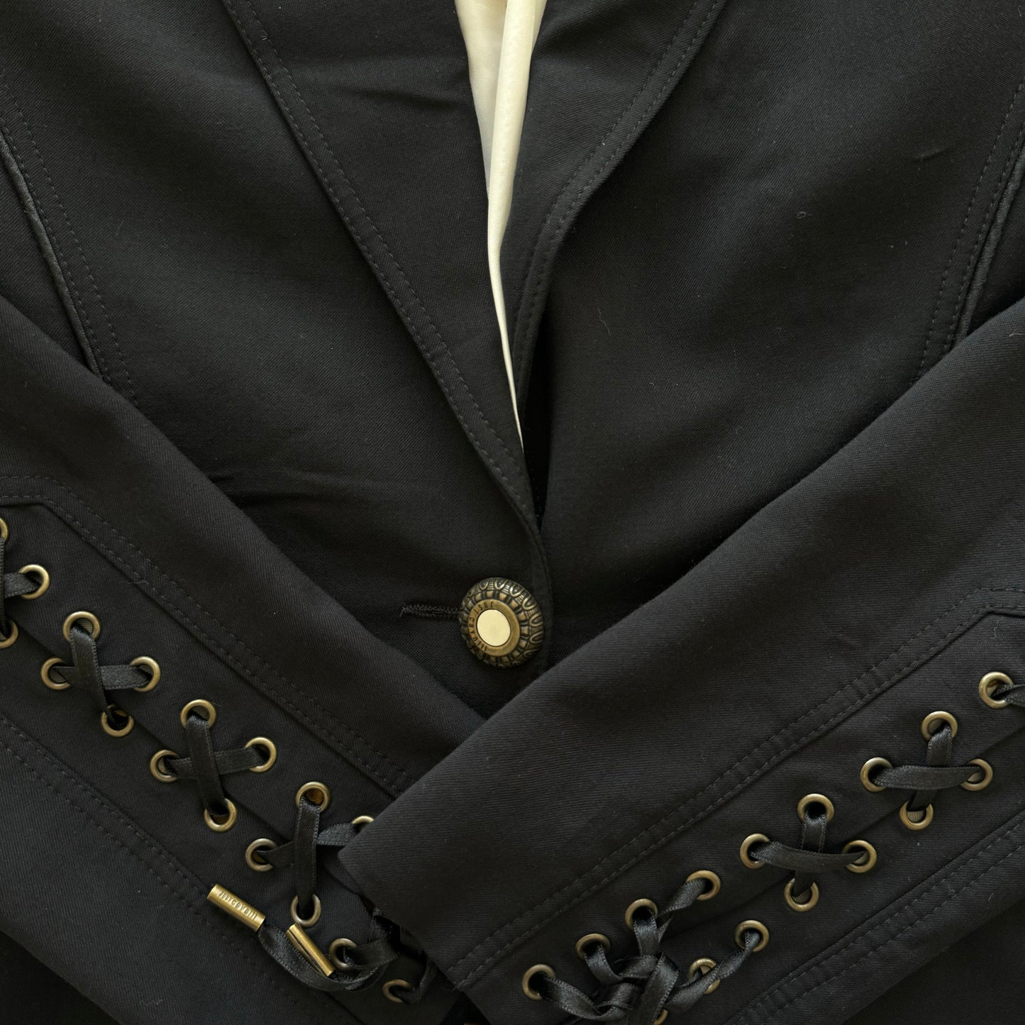 Roberto Cavalli black blazer with sleeve lacing