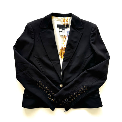 Roberto Cavalli black blazer with sleeve lacing