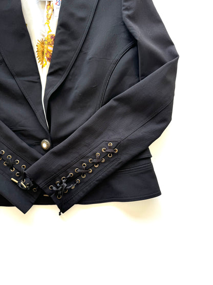 Roberto Cavalli black blazer with sleeve lacing