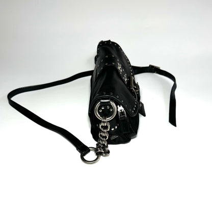 Prada black nylon and leather crossbody bag