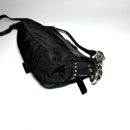 Prada black nylon and leather crossbody bag