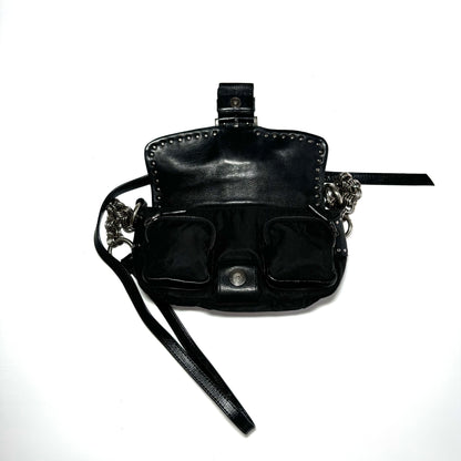 Prada black nylon and leather crossbody bag