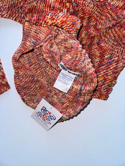 Issey Miyake red pleated longsleeve