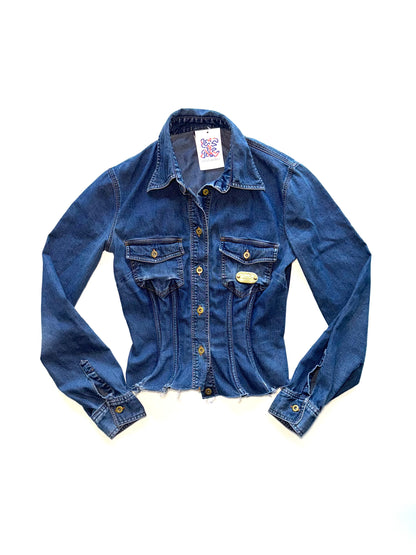 Dolce & Gabbana blue corseted denim shirt