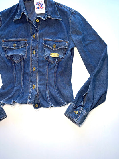 Dolce & Gabbana blue corseted denim shirt