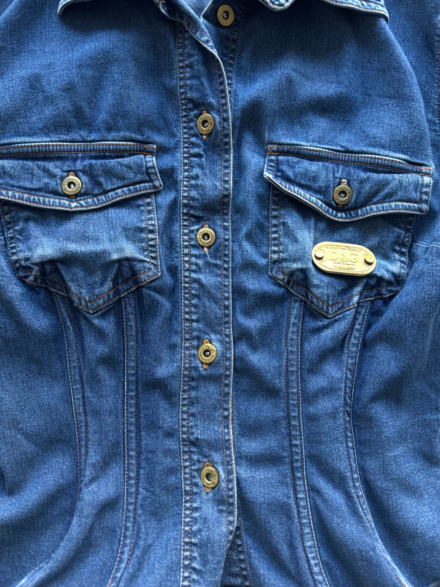 Dolce & Gabbana blue corseted denim shirt