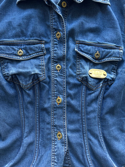 Dolce & Gabbana blue corseted denim shirt