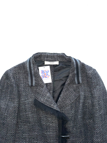 Prada tweed blazer with fur appliqué