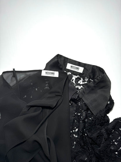 Moschino black lace shirt with undershirt
