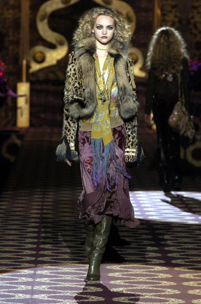 Roberto Cavalli FW 2004 purple velvet skirt
