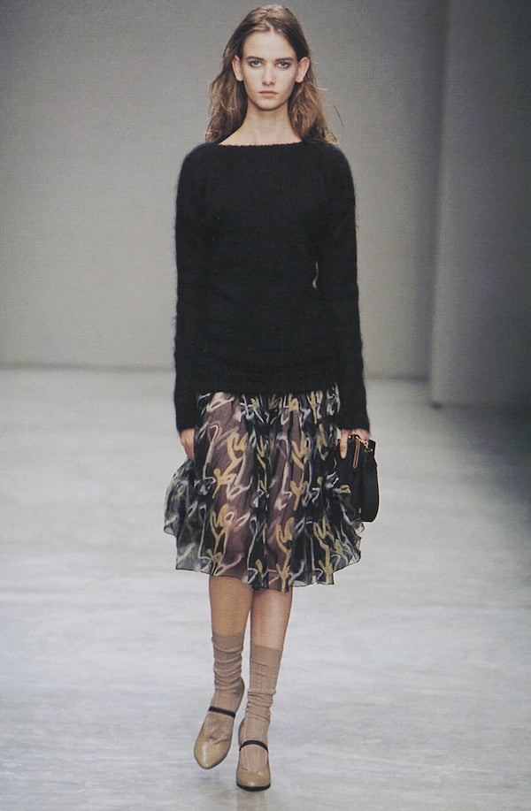 Miu Miu SS 2001 navy cotton printed A-line skirt