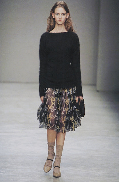 Miu Miu SS 2001 navy cotton printed A-line skirt
